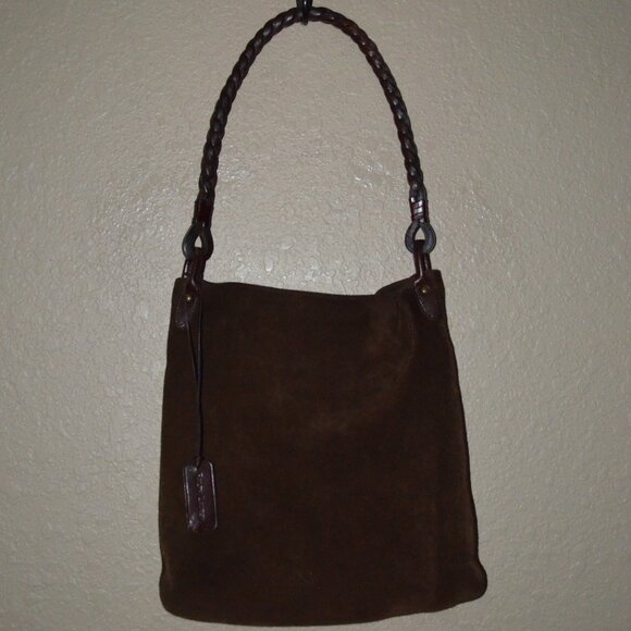 Ralph Lauren Dark Brown Suede Messenger Shoulder Handbag - Picture 1 of 6